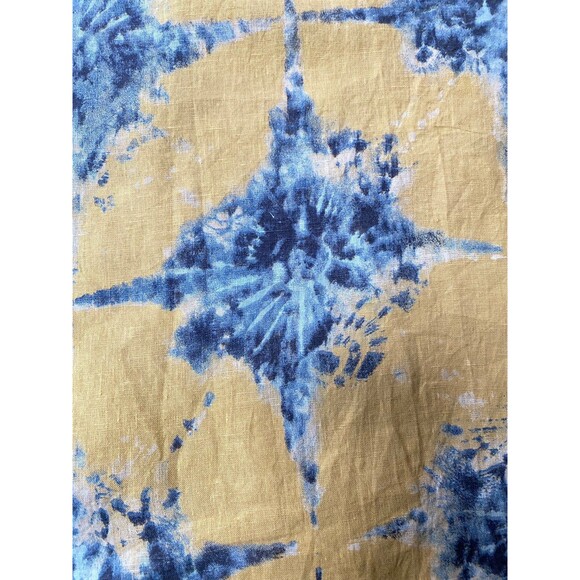 Bellambia Italy Linen Boxy Top Size L Blouse Cap Sleeve Yellow Blue Tie Dye - Picture 8 of 10